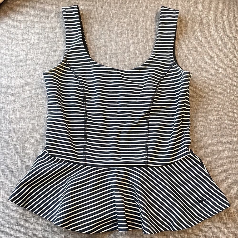 Jack Wills ruffle, striped crop tank top